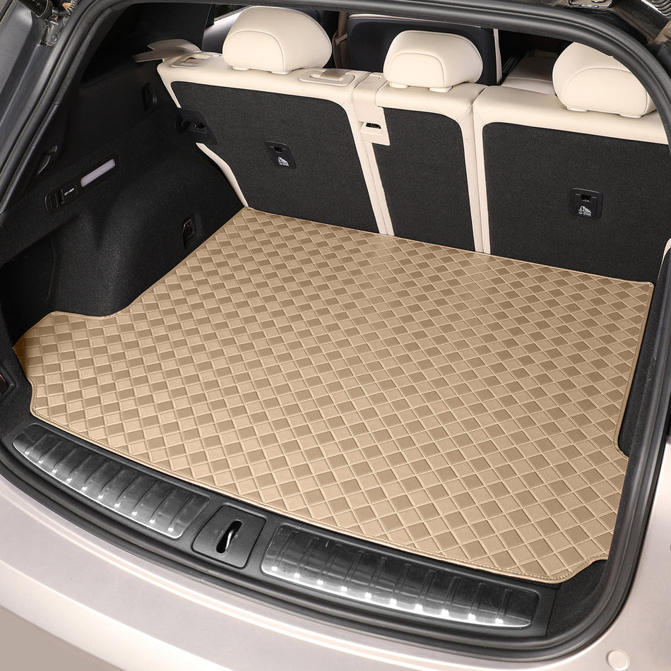 CarMatWorld Custom Car Boot Liners 3x3 Diamond Waterproof Boot Liners 7 Seats / Cargo Mat ONLY / Beige