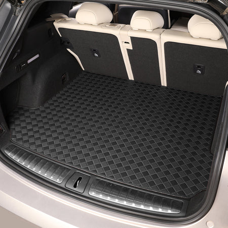 CarMatWorld Custom Car Boot Liners 3x3 Diamond Waterproof Boot Liners 7 Seats / Cargo Mat ONLY / Black
