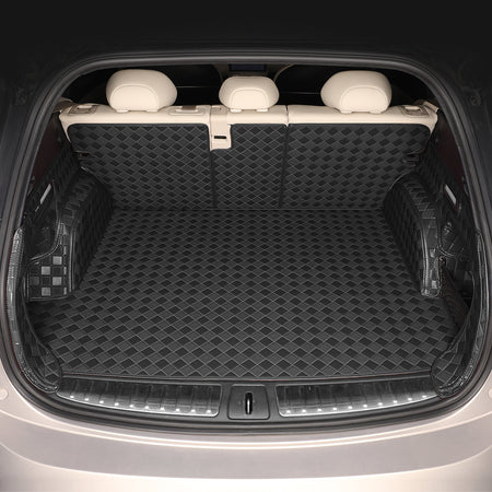 CarMatWorld Custom Car Boot Liners 3x3 Diamond Waterproof Boot Liners 7 Seats / Full Coverage / Black