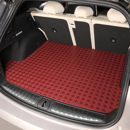 CarMatWorld Custom Car Boot Liners 3x3 Diamond Waterproof Boot Liners 7 Seats / Cargo Mat ONLY / Burgundy