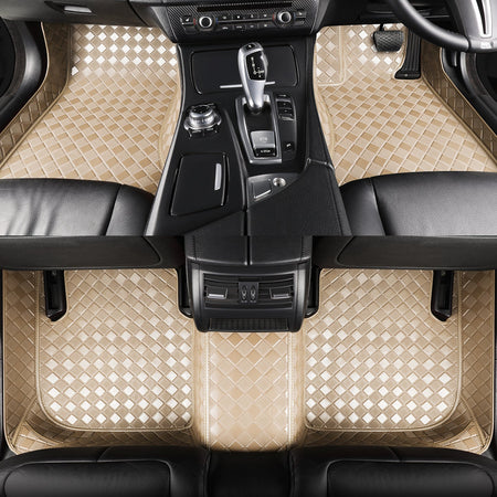 CarMatWorld Custom Car Floor Mats 3x3 Diamond Waterproof Floor Mats Front Row ONLY / Beige