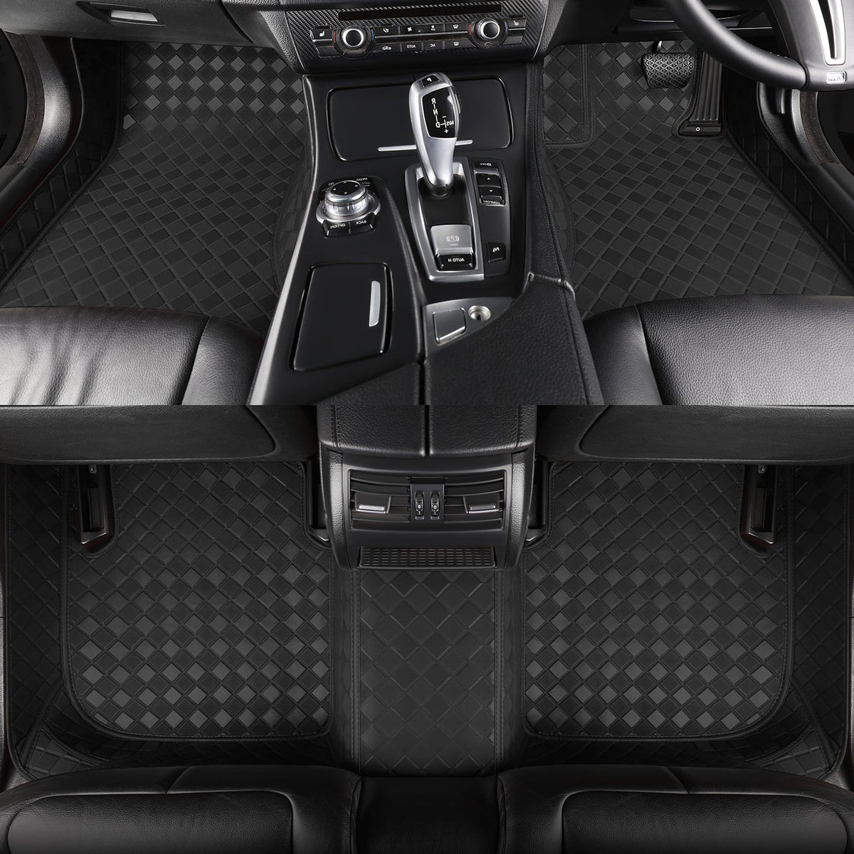 CarMatWorld Custom Car Floor Mats 3x3 Diamond Waterproof Floor Mats Front Row ONLY / Black