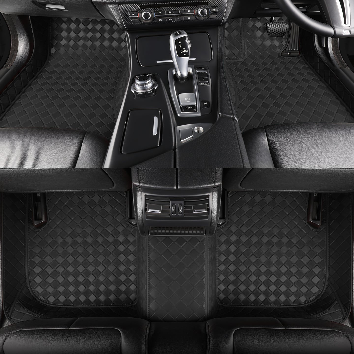CarMatWorld Custom Car Floor Mats 3x3 Diamond Waterproof Floor Mats Front Row ONLY / Black