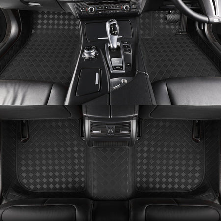 CarMatWorld Custom Car Floor Mats 3x3 Diamond Waterproof Floor Mats Front Row ONLY / Black