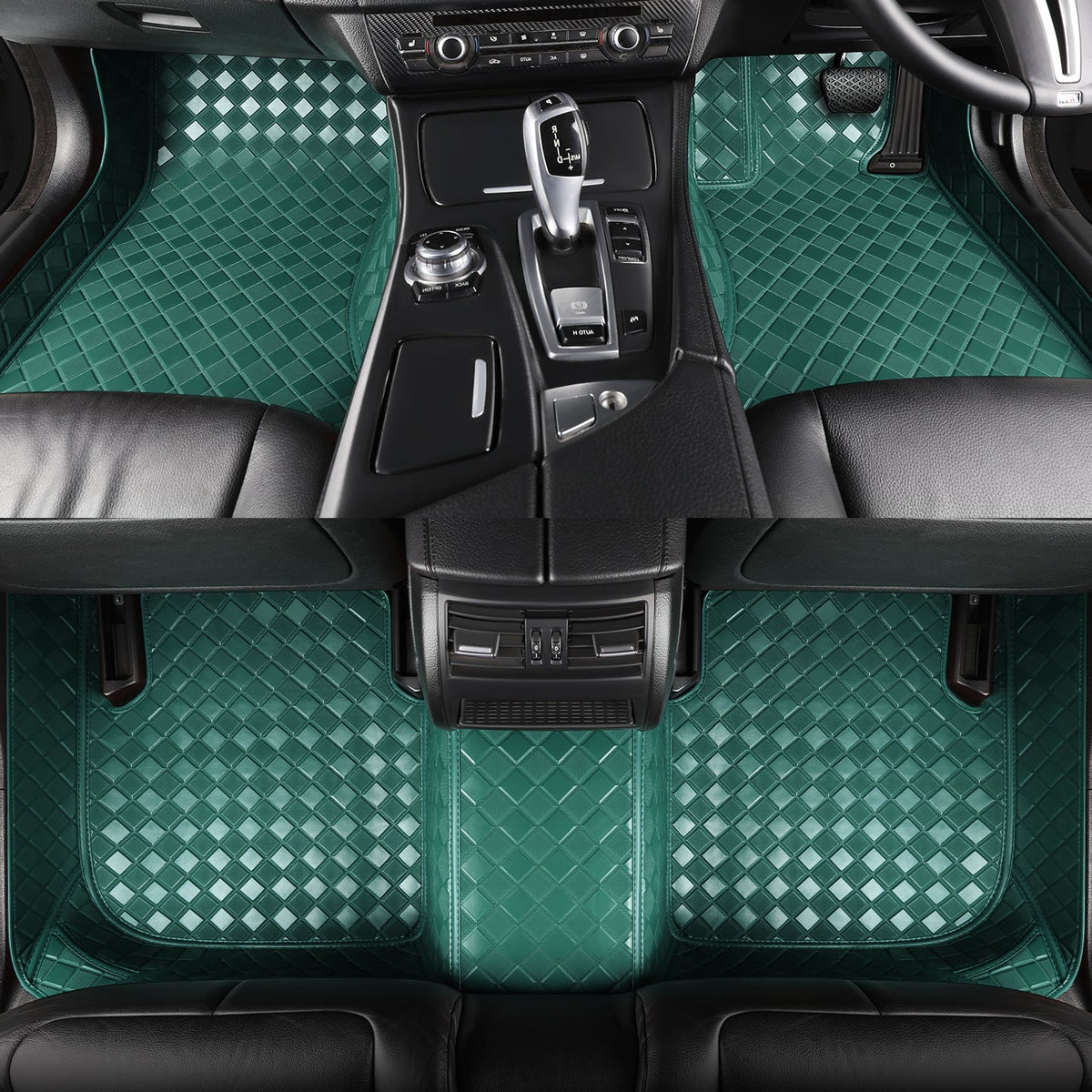 CarMatWorld Custom Car Floor Mats 3x3 Diamond Waterproof Floor Mats Front Row ONLY / Forest Green