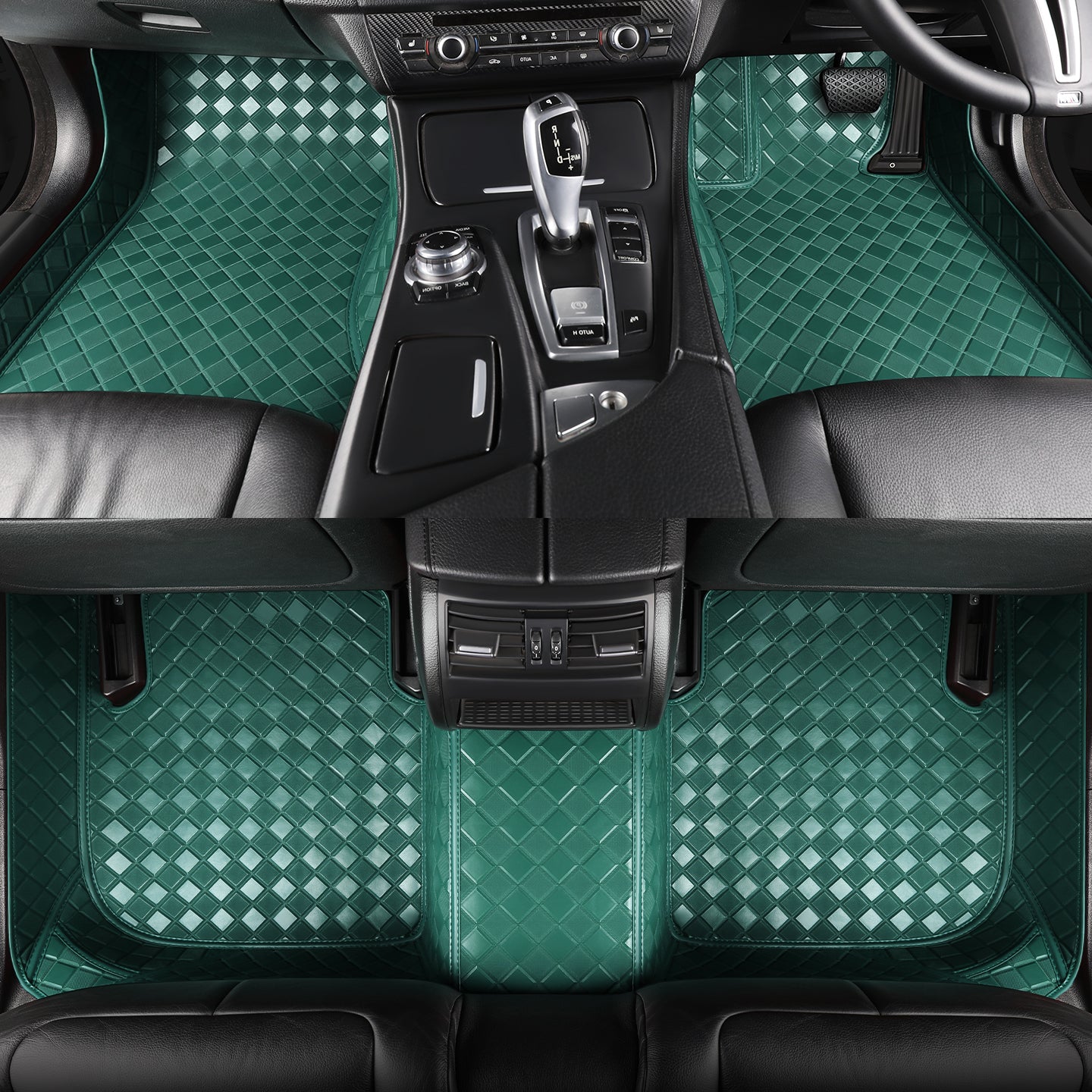 CarMatWorld Custom Car Floor Mats 3x3 Diamond Waterproof Floor Mats Front Row ONLY / Forest Green