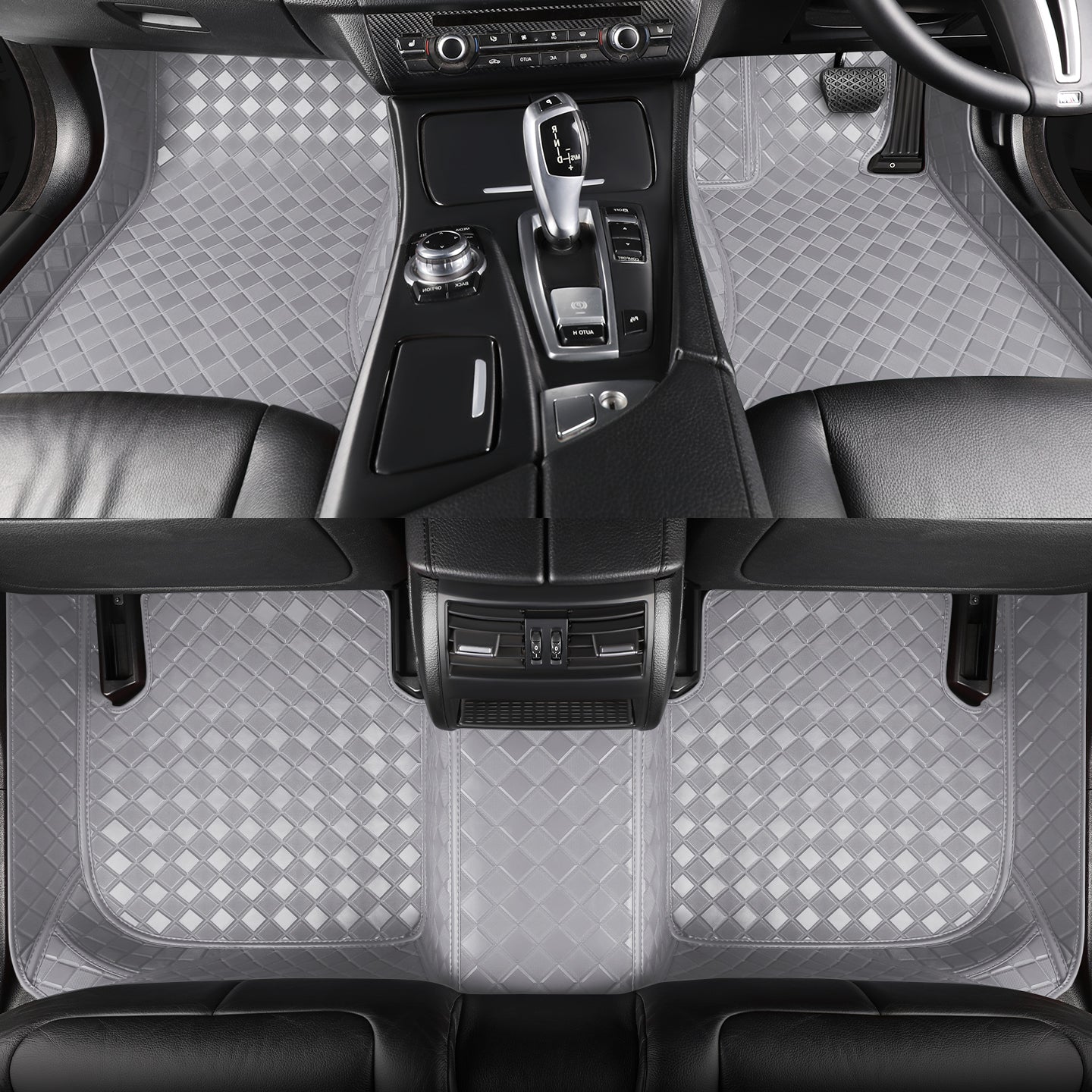 CarMatWorld Custom Car Floor Mats 3x3 Diamond Waterproof Floor Mats Front Row ONLY / Grey