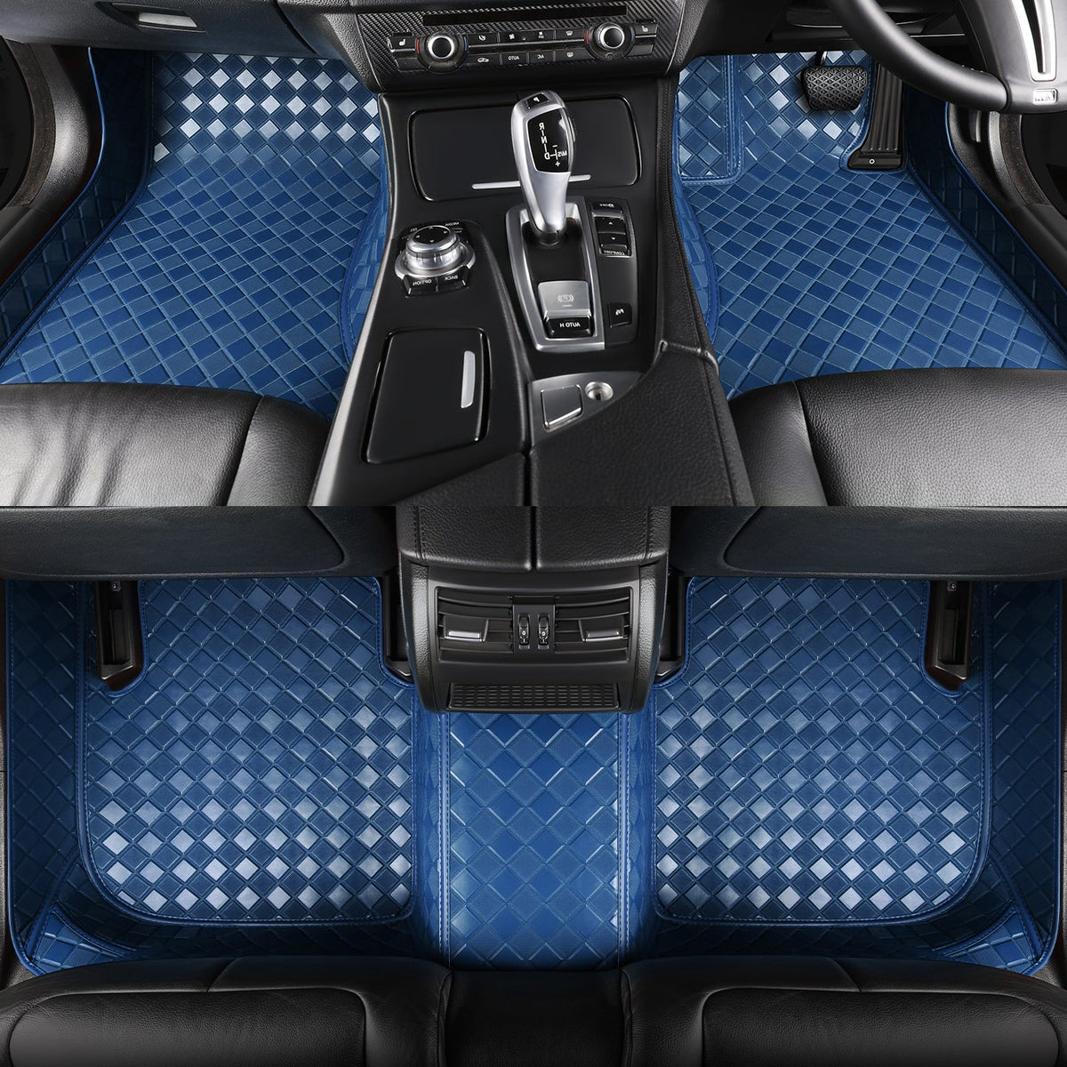 CarMatWorld Custom Car Floor Mats 3x3 Diamond Waterproof Floor Mats Front Row ONLY / Navy Blue