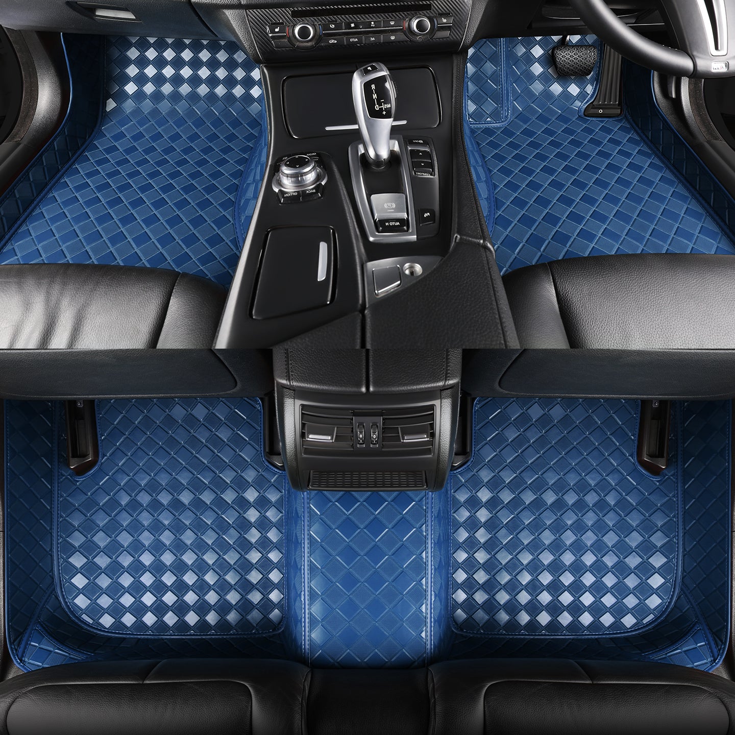CarMatWorld Custom Car Floor Mats 3x3 Diamond Waterproof Floor Mats Front Row ONLY / Navy Blue