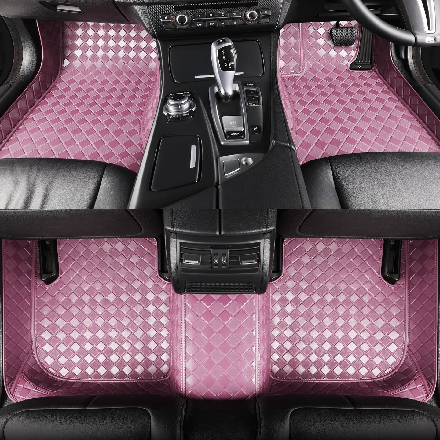 CarMatWorld Custom Car Floor Mats 3x3 Diamond Waterproof Floor Mats Front Row ONLY / Pink