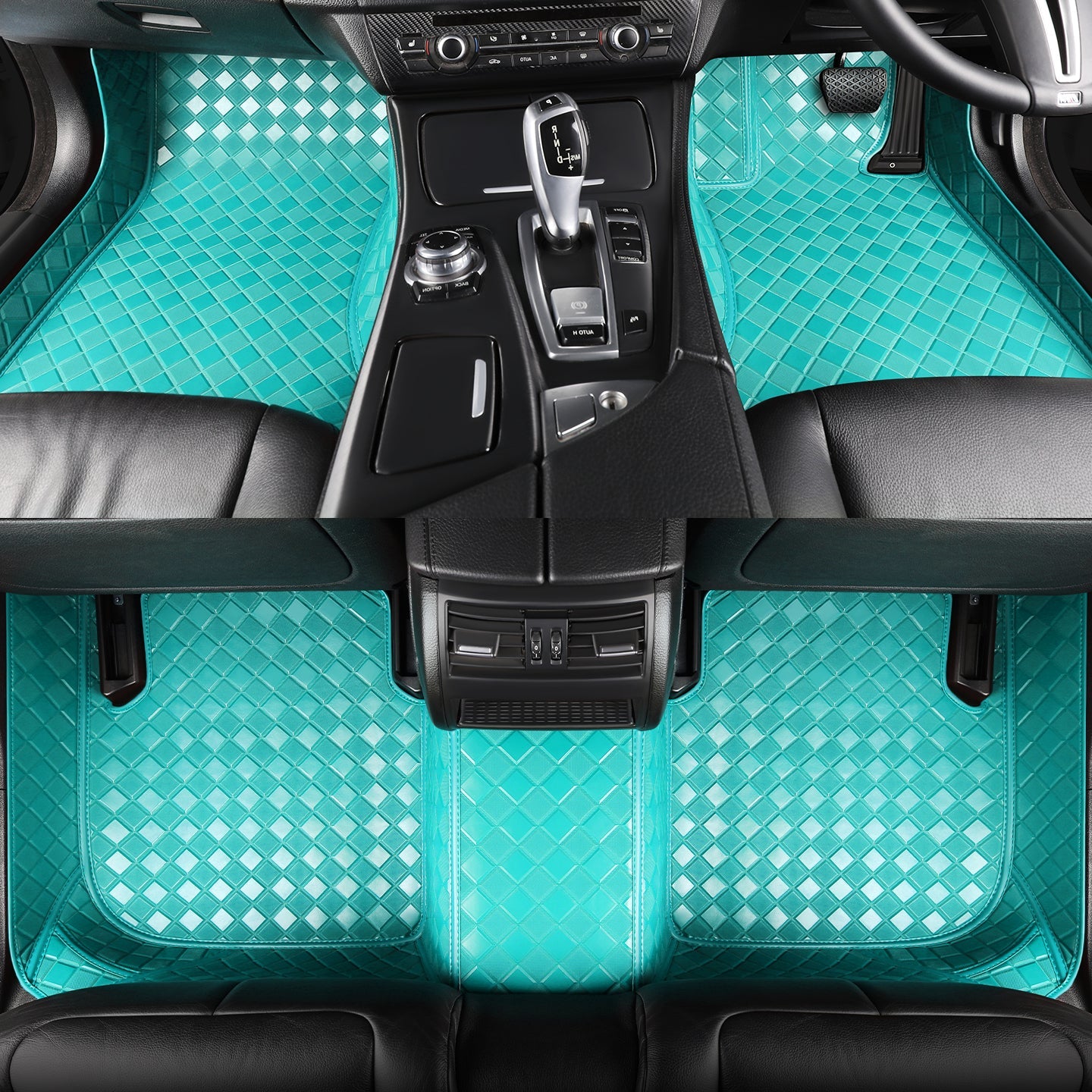 CarMatWorld Custom Car Floor Mats 3x3 Diamond Waterproof Floor Mats Front Row ONLY / Tiffany Blue