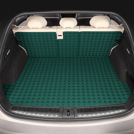 CarMatWorld Custom Car Boot Liners 3x3 Diamond Waterproof Boot Liners 7 Seats / Cargo Mat + Back Cover / Forest Green
