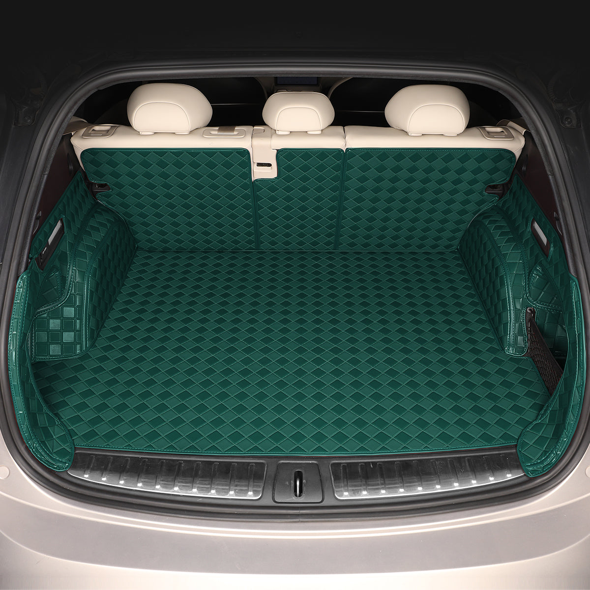 CarMatWorld Custom Car Boot Liners 3x3 Diamond Waterproof Boot Liners 7 Seats / Full Coverage / Forest Green