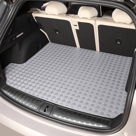 CarMatWorld Custom Car Boot Liners 3x3 Diamond Waterproof Boot Liners 7 Seats / Cargo Mat ONLY / Grey