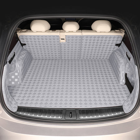 CarMatWorld Custom Car Boot Liners 3x3 Diamond Waterproof Boot Liners 7 Seats / Full Coverage / Grey