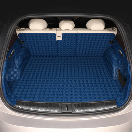 CarMatWorld Custom Car Boot Liners 3x3 Diamond Waterproof Boot Liners 7 Seats / Full Coverage / Navy Blue