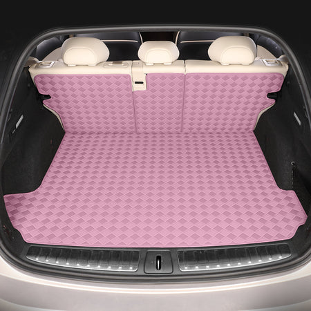 CarMatWorld Custom Car Boot Liners 3x3 Diamond Waterproof Boot Liners 7 Seats / Cargo Mat + Back Cover / Pink