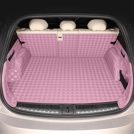 CarMatWorld Custom Car Boot Liners 3x3 Diamond Waterproof Boot Liners 7 Seats / Full Coverage / Pink