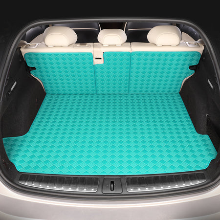CarMatWorld Custom Car Boot Liners 3x3 Diamond Waterproof Boot Liners 7 Seats / Cargo Mat + Back Cover / Tiffany Blue