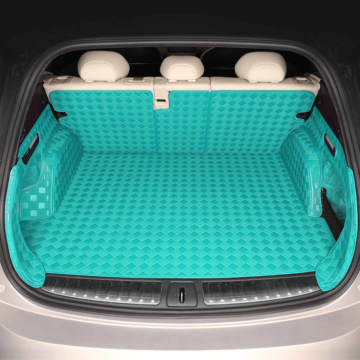 CarMatWorld Custom Car Boot Liners 3x3 Diamond Waterproof Boot Liners 7 Seats / Full Coverage / Tiffany Blue