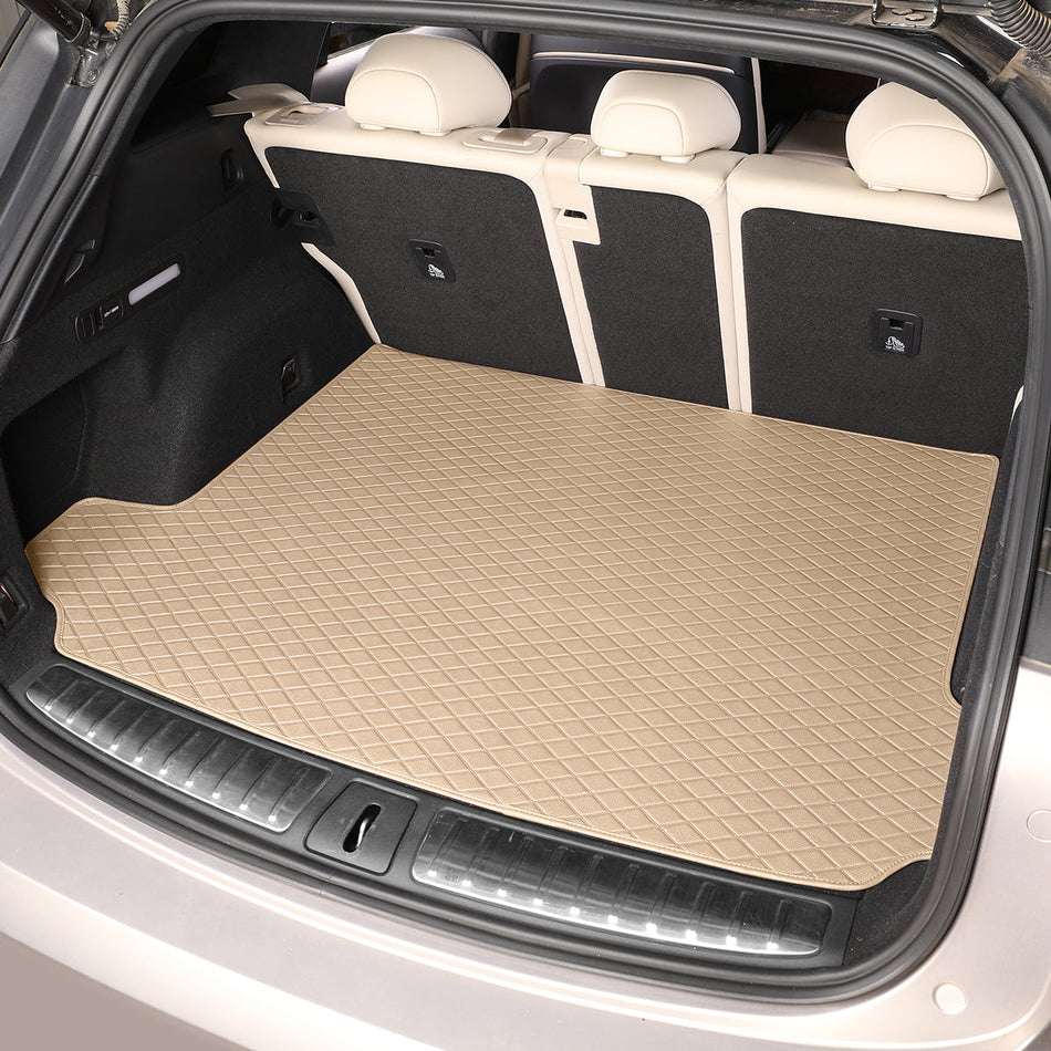 CarMatWorld Custom Car Boot Liners 3x5 Diamond Waterproof Boot Liners 7 Seats / Cargo Mat ONLY / Beige