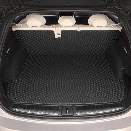 CarMatWorld Custom Car Boot Liners 3x5 Diamond Waterproof Boot Liners 7 Seats / Cargo Mat + Back Cover / Black