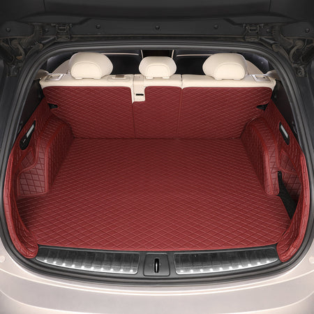 CarMatWorld Custom Car Boot Liners 3x5 Diamond Waterproof Boot Liners 7 Seats / Full Coverage / Burgundy