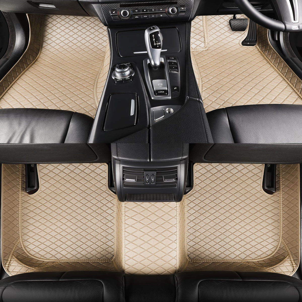 CarMatWorld Custom Car Floor Mats 3x5 Diamond Waterproof Floor Mats Front Row ONLY / Beige