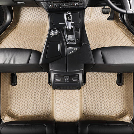 CarMatWorld Custom Car Floor Mats 3x5 Diamond Waterproof Floor Mats Front Row ONLY / Beige
