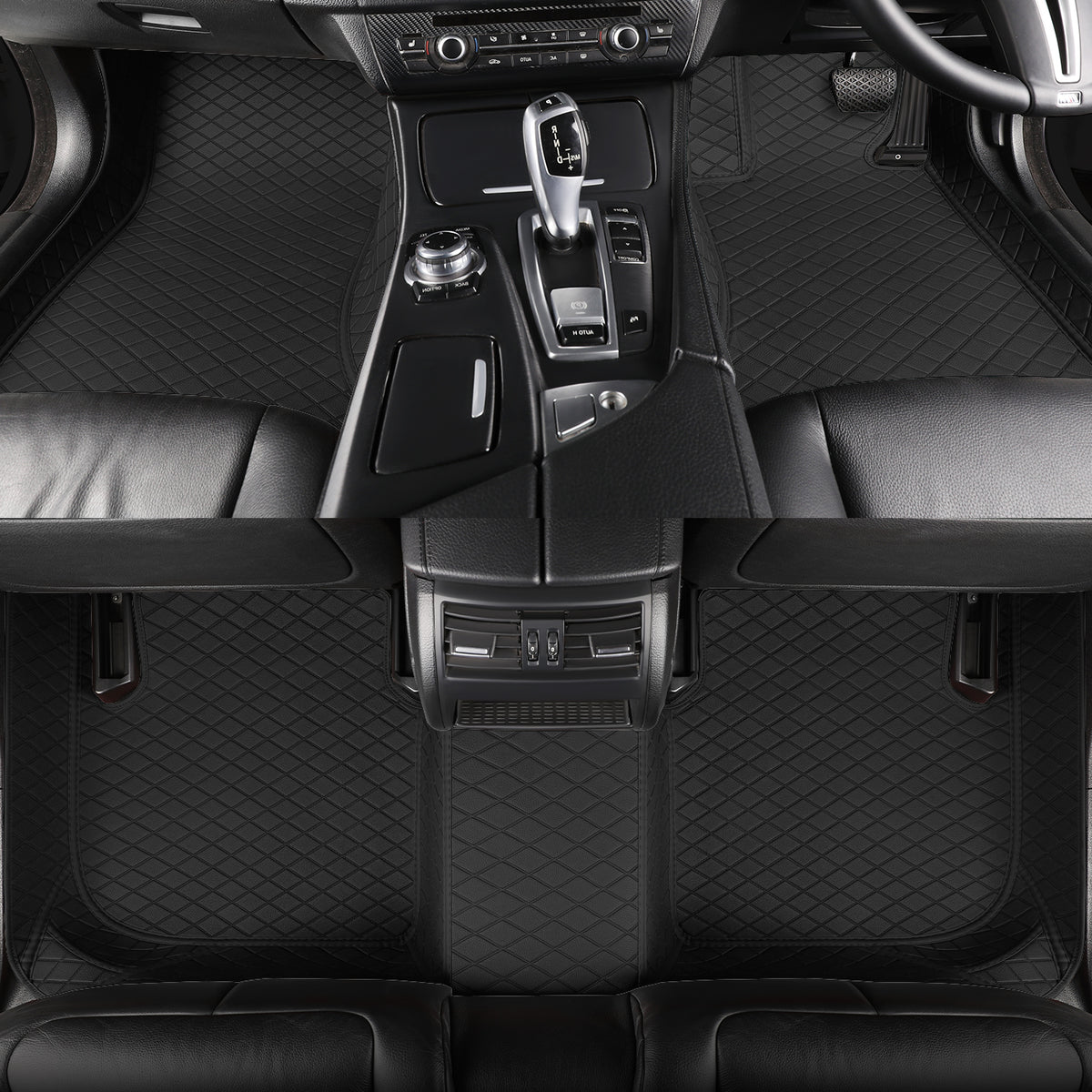 CarMatWorld Custom Car Floor Mats 3x5 Diamond Waterproof Floor Mats Front Row ONLY / Black