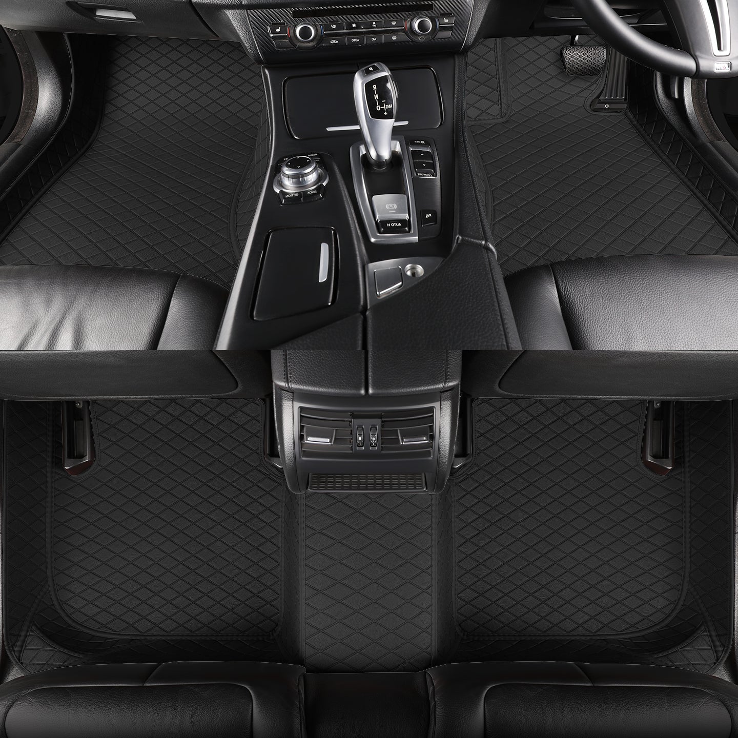 CarMatWorld Custom Car Floor Mats 3x5 Diamond Waterproof Floor Mats Front Row ONLY / Black