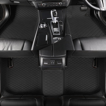 CarMatWorld Custom Car Floor Mats 3x5 Diamond Waterproof Floor Mats Front Row ONLY / Black