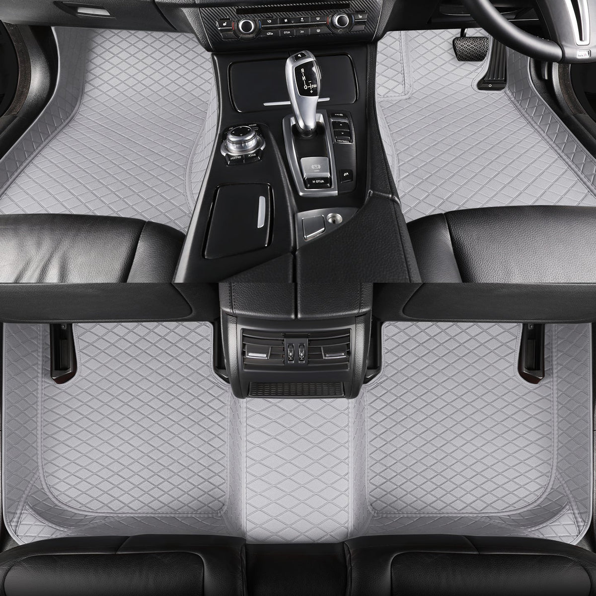 CarMatWorld Custom Car Floor Mats 3x5 Diamond Waterproof Floor Mats Front Row ONLY / Grey