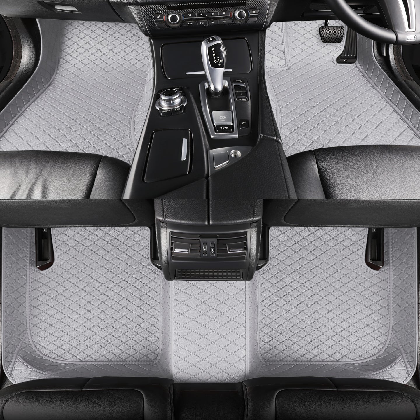 CarMatWorld Custom Car Floor Mats 3x5 Diamond Waterproof Floor Mats Front Row ONLY / Grey