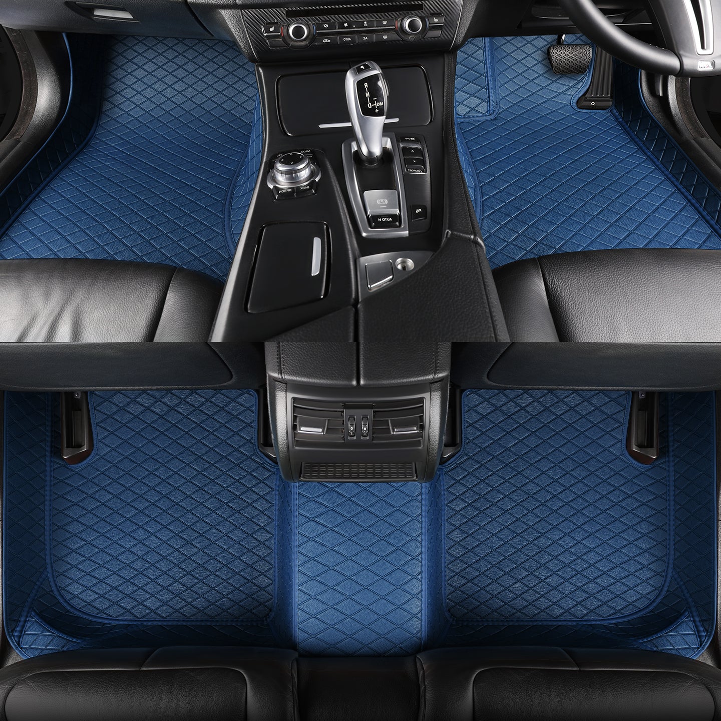 CarMatWorld Custom Car Floor Mats 3x5 Diamond Waterproof Floor Mats Front Row ONLY / Navy Blue
