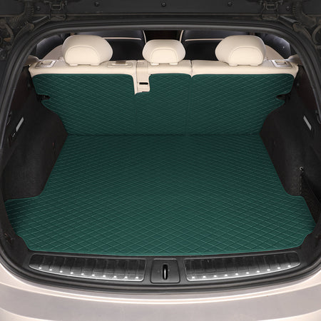 CarMatWorld Custom Car Boot Liners 3x5 Diamond Waterproof Boot Liners 7 Seats / Cargo Mat + Back Cover / Forest Green