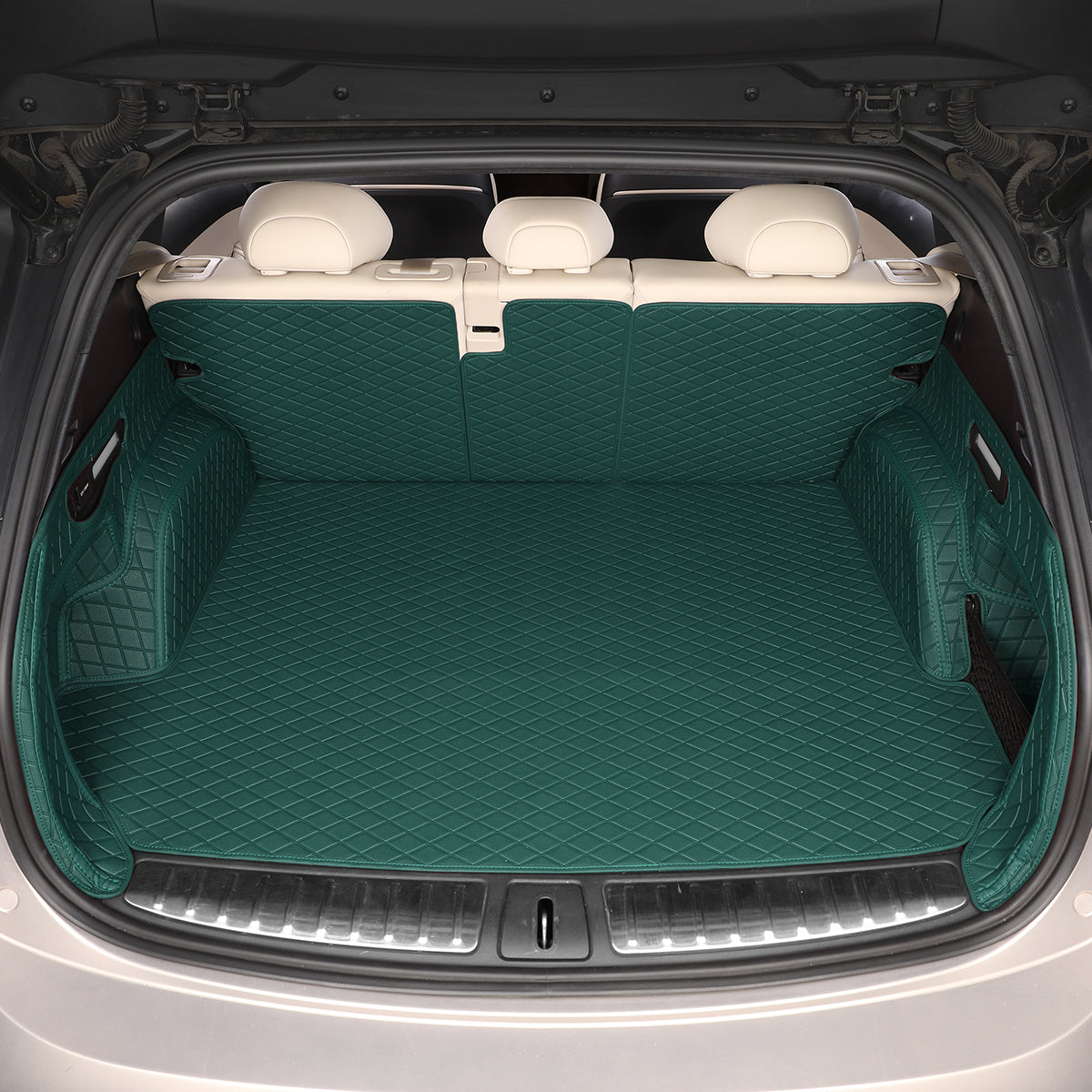 CarMatWorld Custom Car Boot Liners 3x5 Diamond Waterproof Boot Liners 7 Seats / Full Coverage / Forest Green