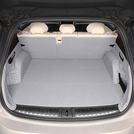 CarMatWorld Custom Car Boot Liners 3x5 Diamond Waterproof Boot Liners 7 Seats / Full Coverage / Grey