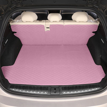 CarMatWorld Custom Car Boot Liners 3x5 Diamond Waterproof Boot Liners 7 Seats / Cargo Mat + Back Cover / Pink
