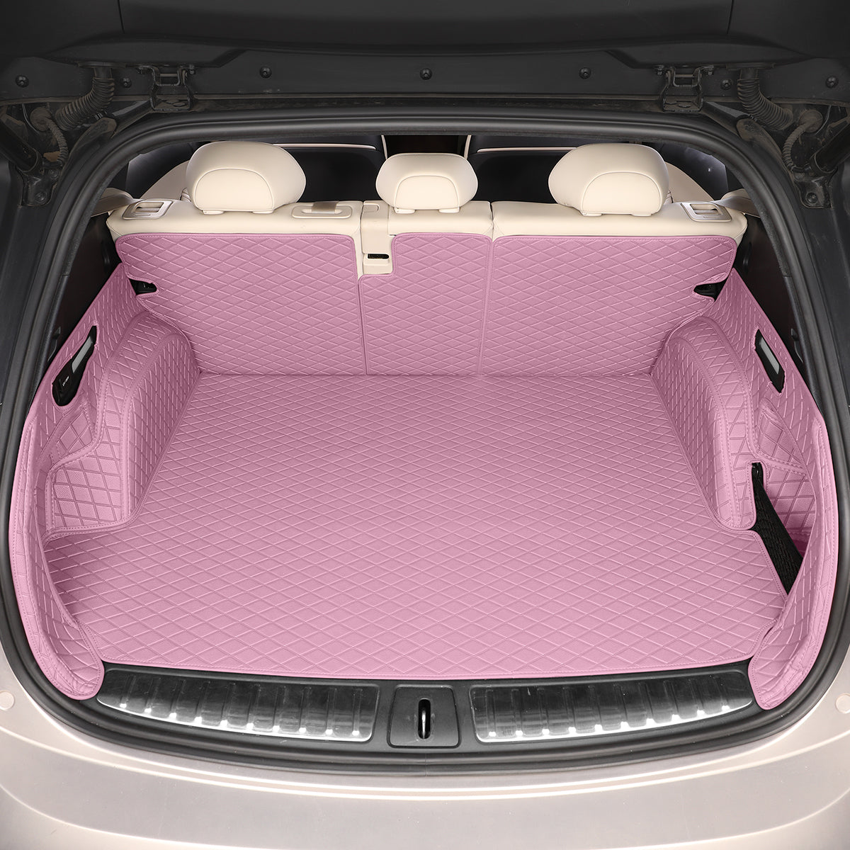 CarMatWorld Custom Car Boot Liners 3x5 Diamond Waterproof Boot Liners 7 Seats / Full Coverage / Pink