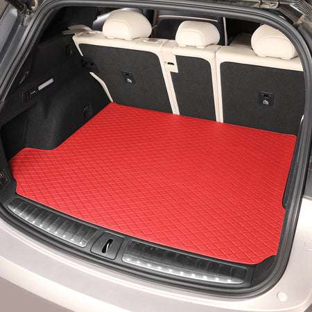 CarMatWorld Custom Car Boot Liners 3x5 Diamond Waterproof Boot Liners 7 Seats / Cargo Mat ONLY / Red