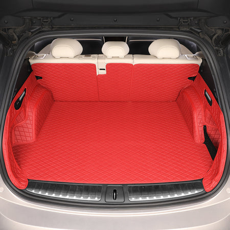 CarMatWorld Custom Car Boot Liners 3x5 Diamond Waterproof Boot Liners 7 Seats / Full Coverage / Red