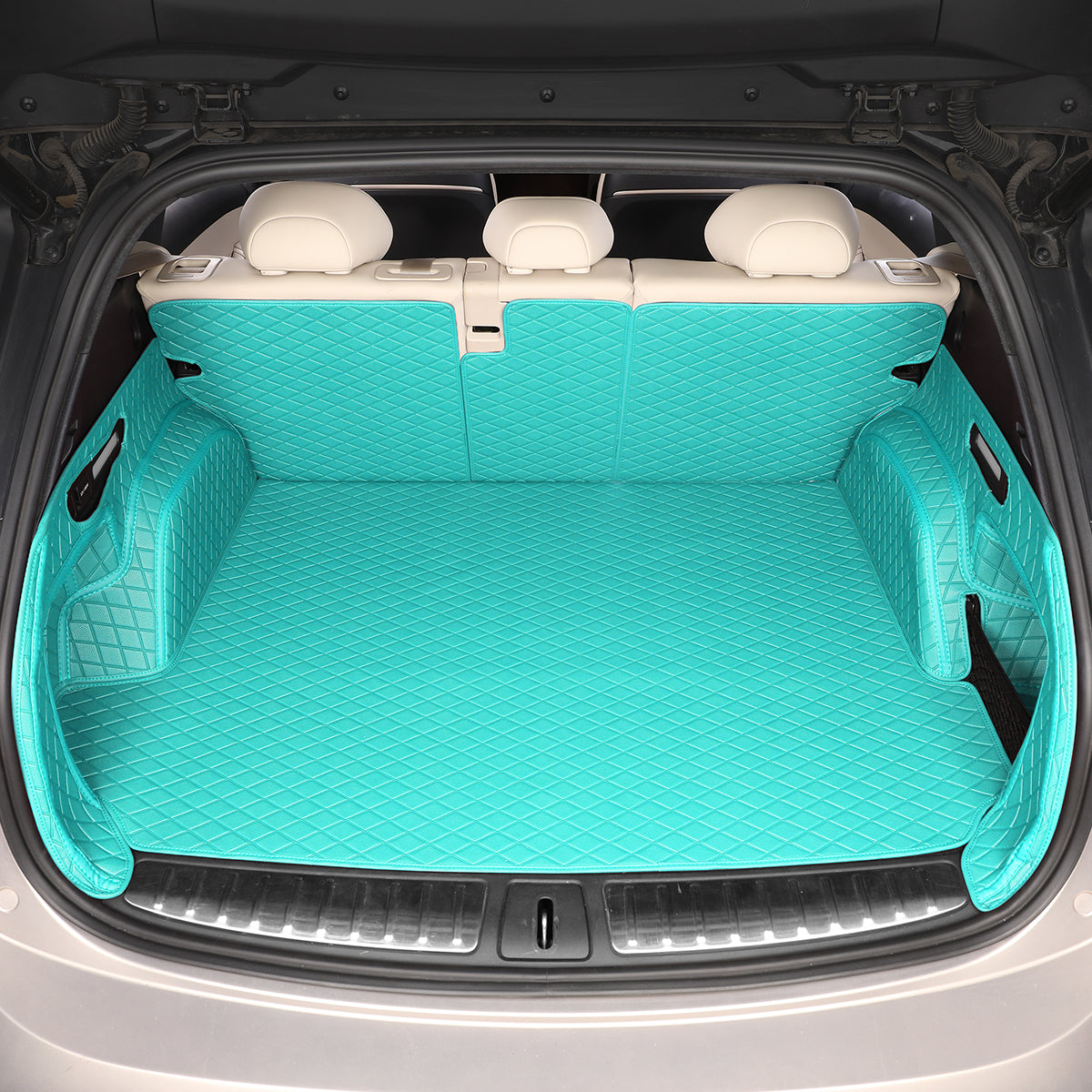 CarMatWorld Custom Car Boot Liners 3x5 Diamond Waterproof Boot Liners 7 Seats / Full Coverage / Tiffany Blue