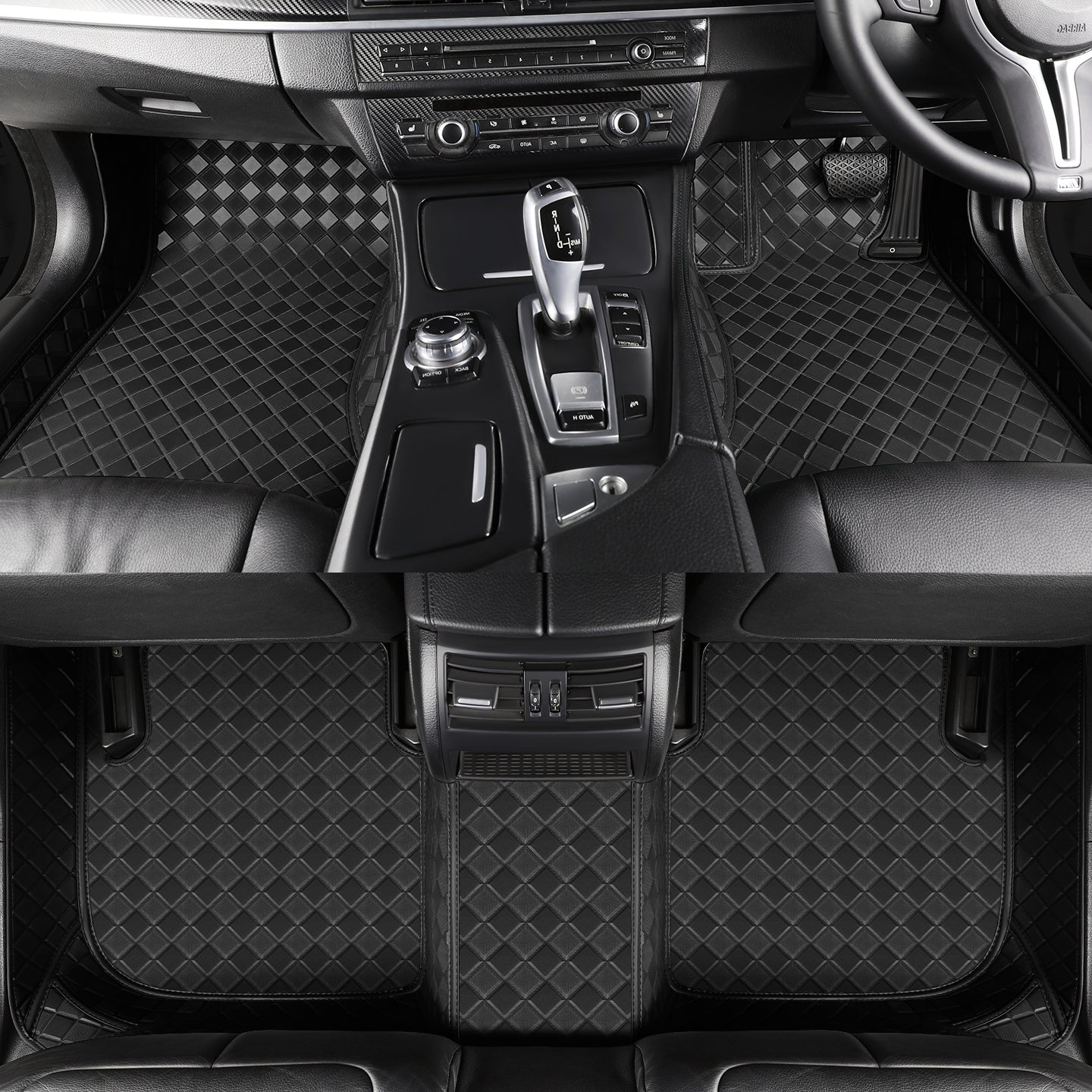 CarMatWorld Custom Car Floor Mats 3x3 Diamond Waterproof Floor Mats Front Row ONLY / Black