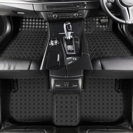 CarMatWorld Custom Car Floor Mats 3x3 Diamond Waterproof Floor Mats Front Row ONLY / Black