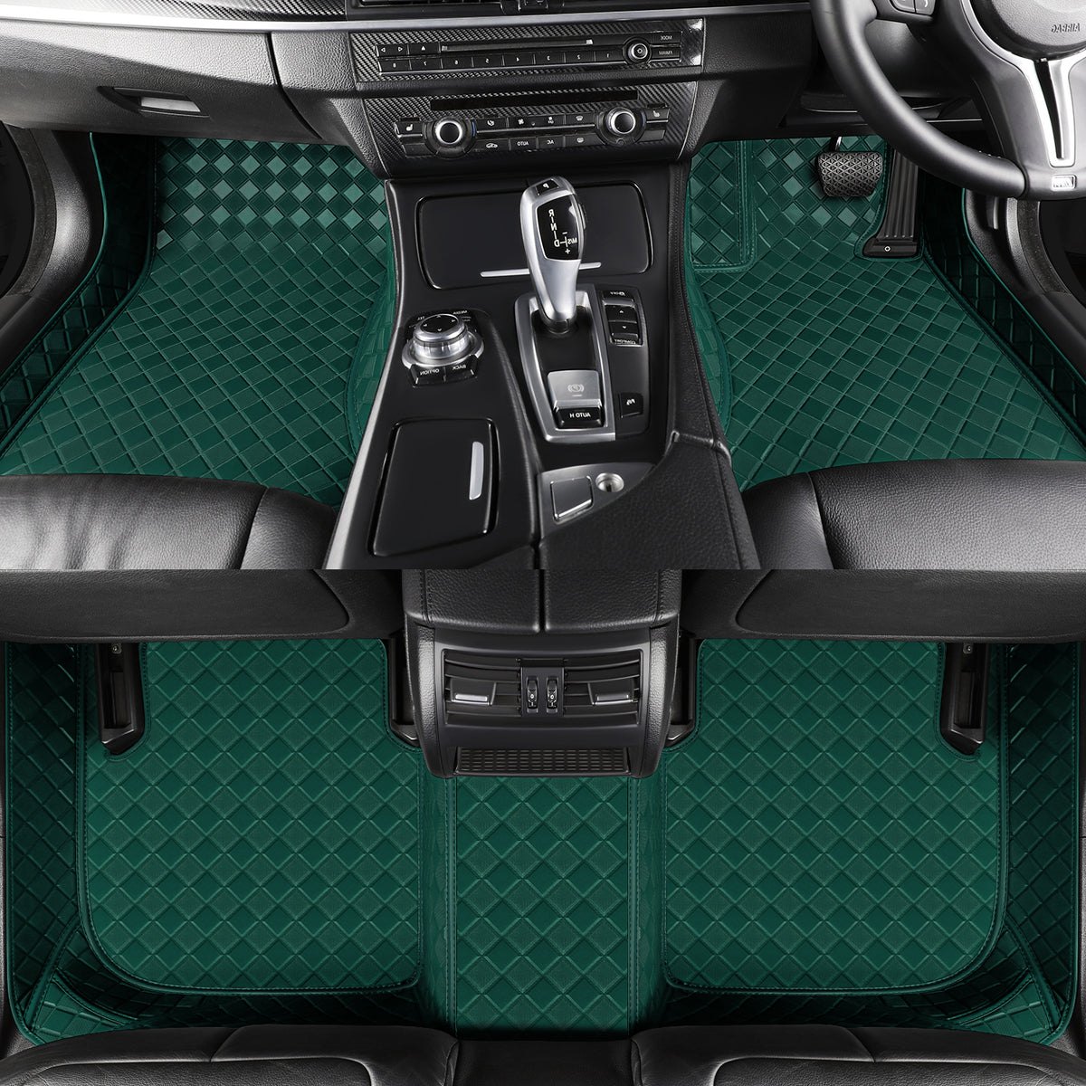 CarMatWorld Custom Car Floor Mats 3x3 Diamond Waterproof Floor Mats Front Row ONLY / Forest Green