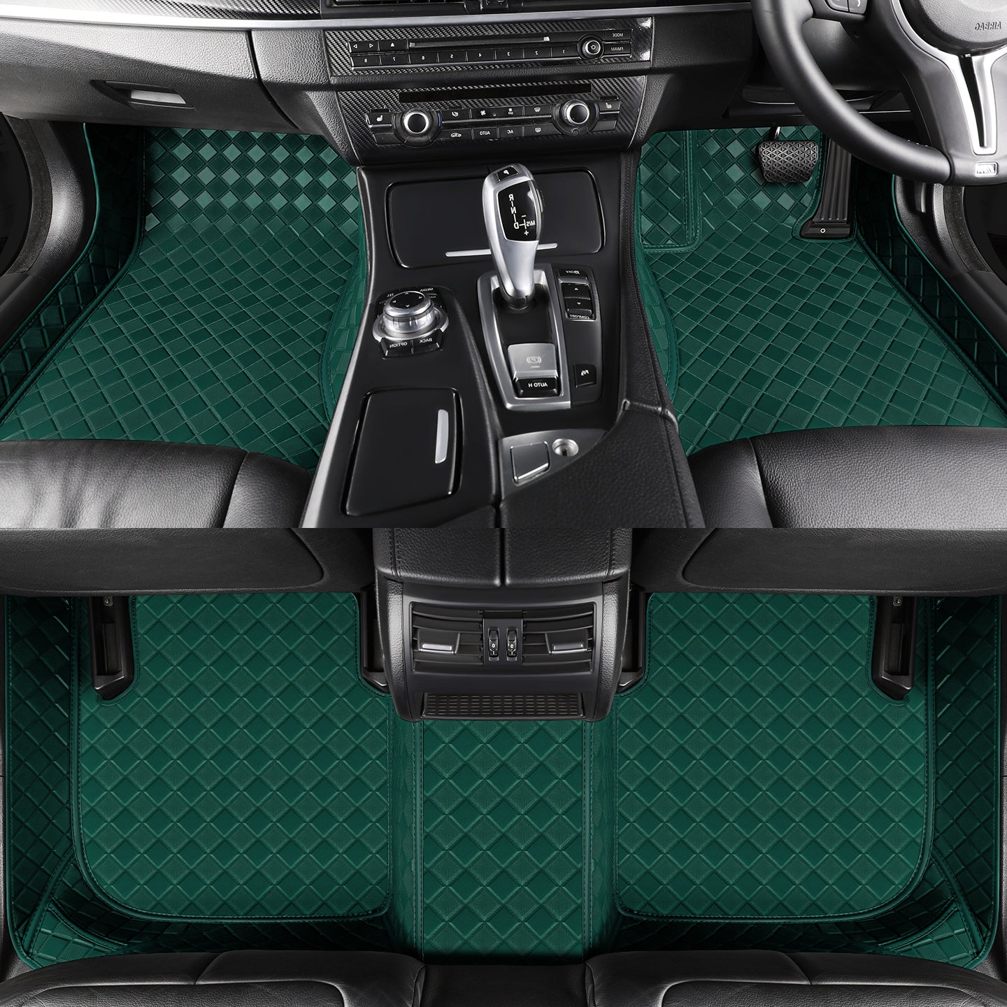 CarMatWorld Custom Car Floor Mats 3x3 Diamond Waterproof Floor Mats Front Row ONLY / Forest Green