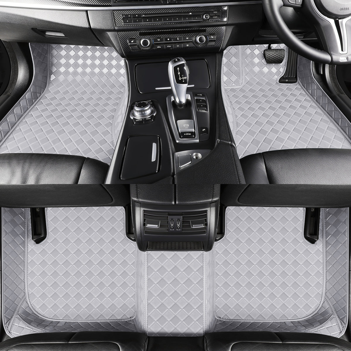 CarMatWorld Custom Car Floor Mats 3x3 Diamond Waterproof Floor Mats Front Row ONLY / Grey