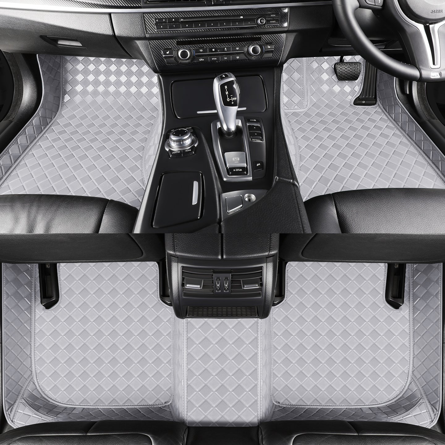 CarMatWorld Custom Car Floor Mats 3x3 Diamond Waterproof Floor Mats Front Row ONLY / Grey