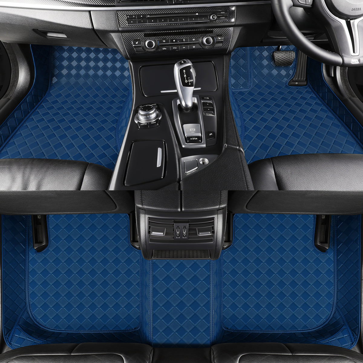 CarMatWorld Custom Car Floor Mats 3x3 Diamond Waterproof Floor Mats Front Row ONLY / Navy Blue